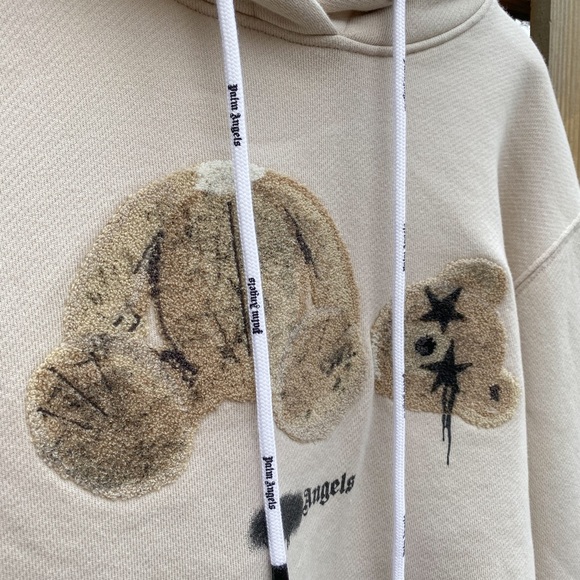 Palm Angels Boxy Teddy Bear Heavyweight Designer Hoodie - Picture 4 of 9